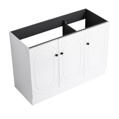 Meuble-lavabo autoportant 48 po et 3 portes d'armoire à fermeture en douceur (emballage KD) - sans le lavabo