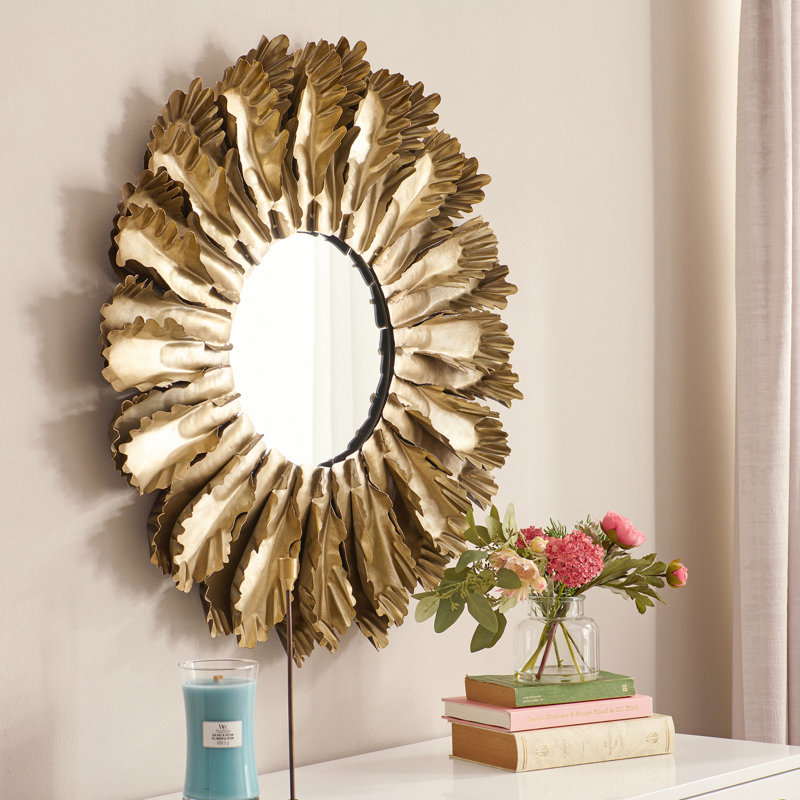 Round Metal Framed Wall Mounted Accent in Gold