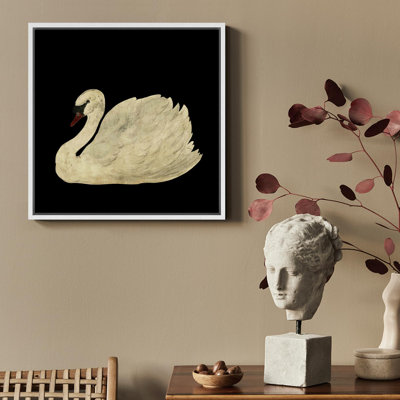 Élégant cygne, aquarelle, minimaliste, oiseau, illustrations, réalisme, décor, panoramique, terre encadrée