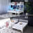 White Twin Over Full Size Bunk Bed With Guardrail, LED Light, Charging Station