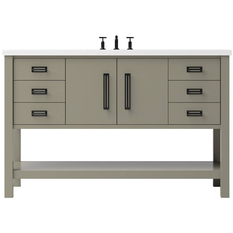 Kiawah Single Extra Wide Bath Vanity, Matte Black, 54", French Olive