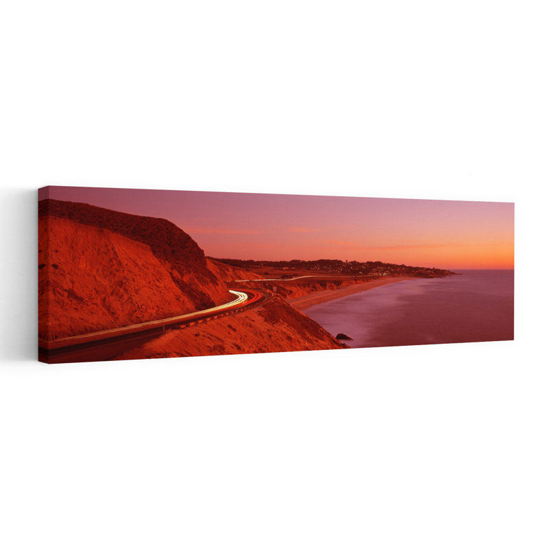 Pacific Coast Highway at Sunset, California, États-Unis, océan côtier, art mural, H 12 po x l 36 po