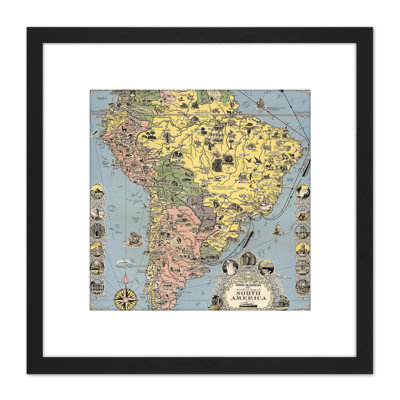 1942 Ernest Dudley Chase Pictorial Map South America 1 Piece Single Picture Frame Painting