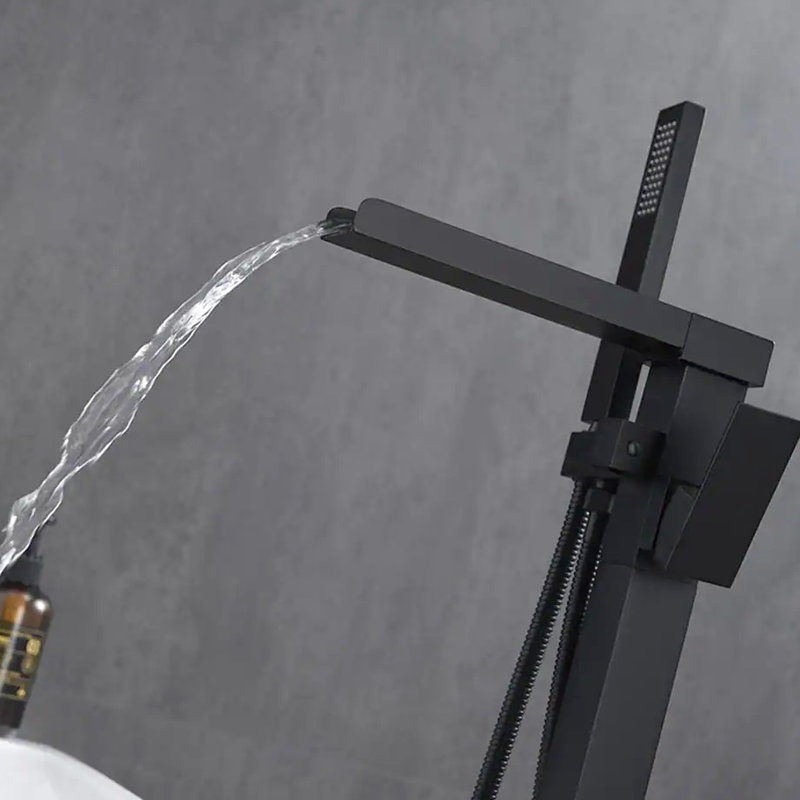 Matte Black Wall Mounted Bathtub Faucet With Hand Shower - 6 Gpm Max Flow Rate, Corrosion , Lever Handle For Easy Use Handle, Flow, Installation
