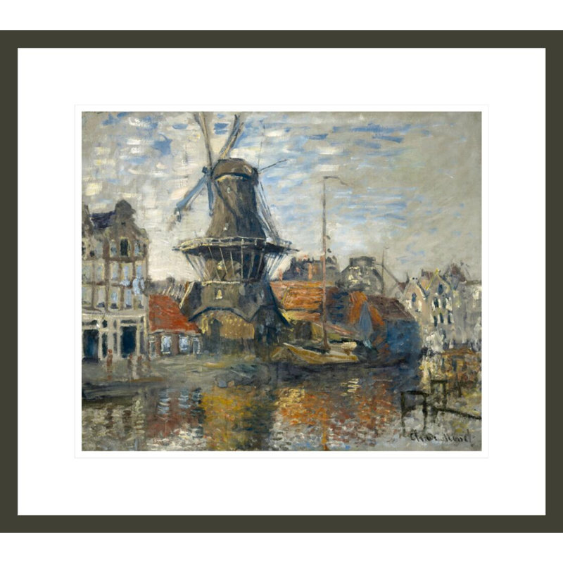 «The Windmill on the Onbekende Gracht Amsterdam» par Claude Monet, impression giclée encadrée, H 17,75 po x l 19,88 po