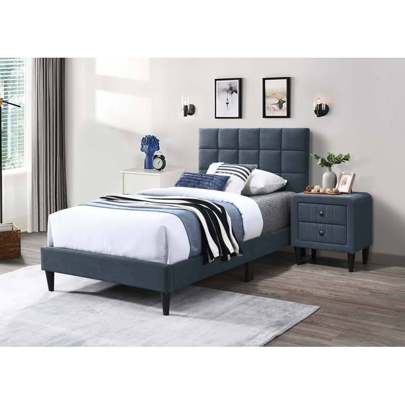 Tête de lit capitonnée et tête de lit luxueuse 1 pièce Luxurious Bed, Gris anthracite, Lit double
