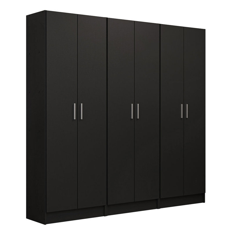 Hokku Designs Kitchen Set 3 Pantry Storage Cabinet with 15 Utility Shelves 71"L Wooden Organization Unit for Kitchen, Black