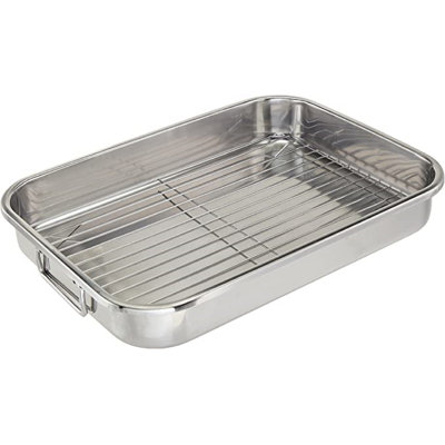 Cook Pro 16'' Non-Stick Stainless Steel Roasting Pan with Rack