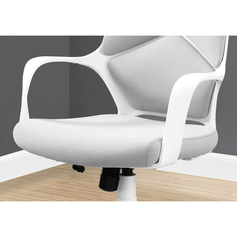Fauteuil de bureau pivotant, réglable, gris, blanc et ergonomique en métal à 5 bases avec hauteur et pivot de 360 degrés, métal maillé, moderne