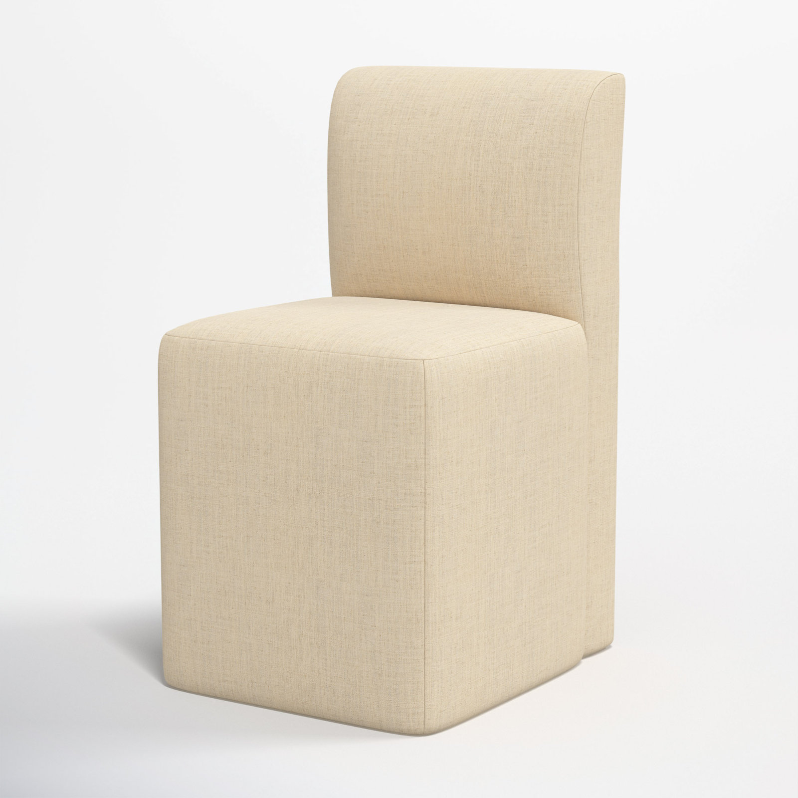 Mendy Upholstered Dining Chair with Casters, Classic Linen Linen