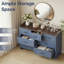 Commode de rangement bleue à 7 tiroirs 47,24 "avec poignées en métal