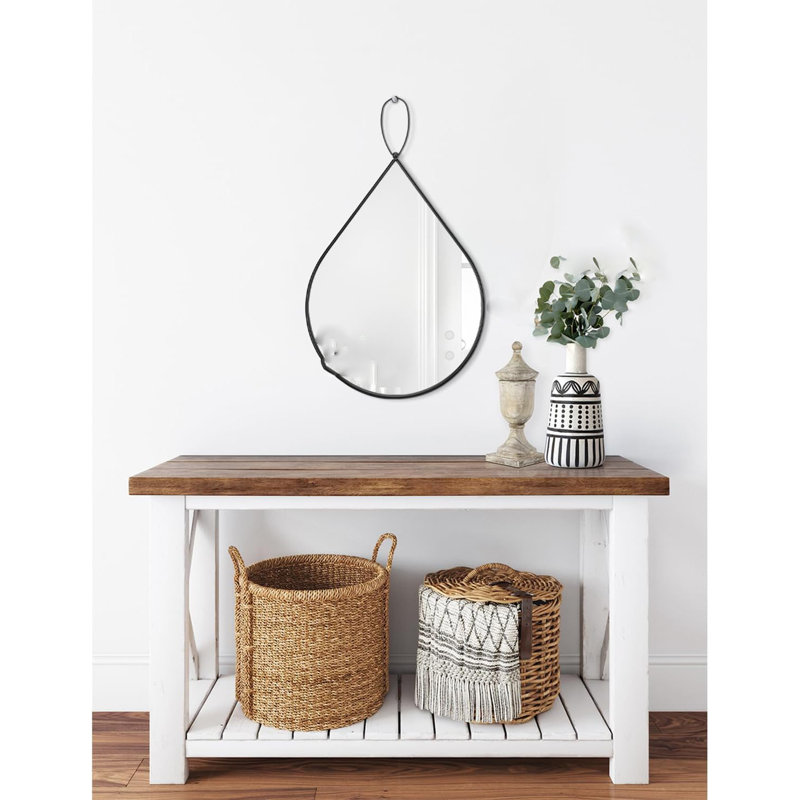 Teardrop Shaped Hanging Mirror, Black
