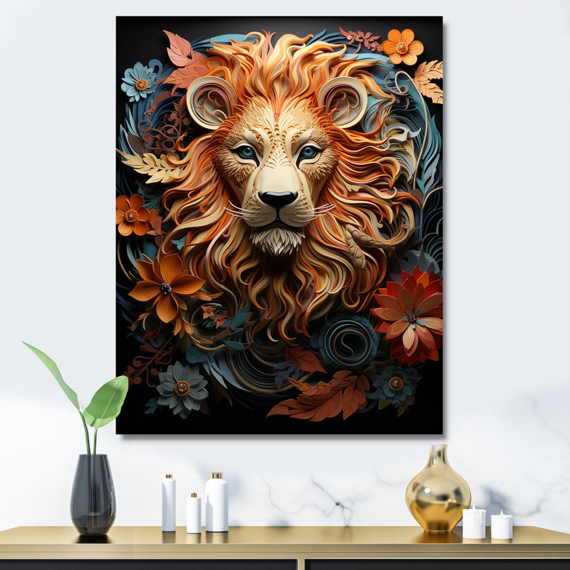Lions Realm Dominant Presence - impression, Toile tendue, H 44 po x l 34 po x P 1,5 po