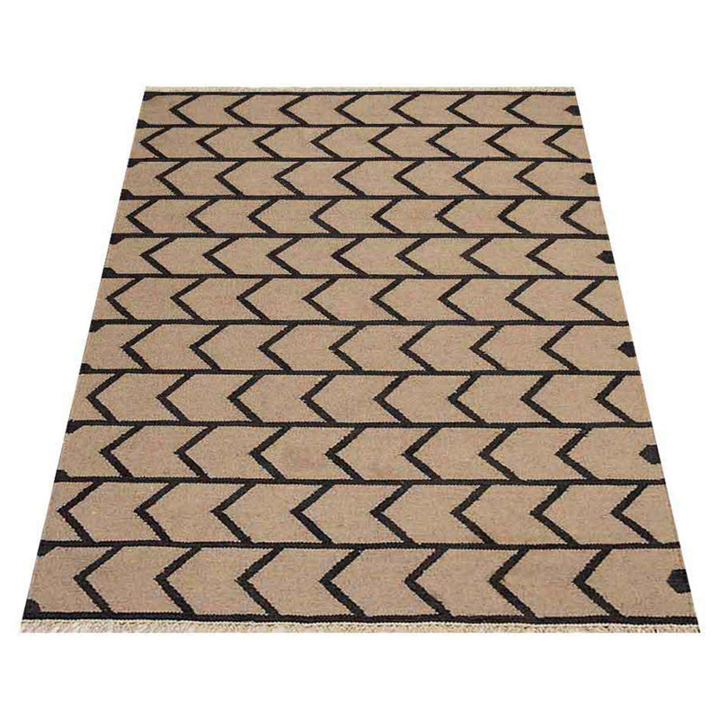 Alisia Hand Woven Flat Weave Kilim Wool Eco-Friendly Area Rugs - Rectangle, Cream Charcoal Color, Contemporary Modern Design, Low Pile Handmade Area Rugs for Living Room, Bed Room