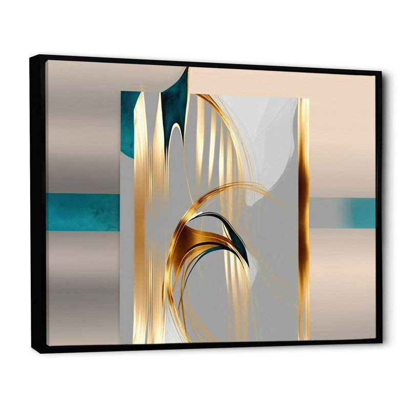 Abstraction minimale - impression, H 12 po x l 20 po, Cadre flottant noir