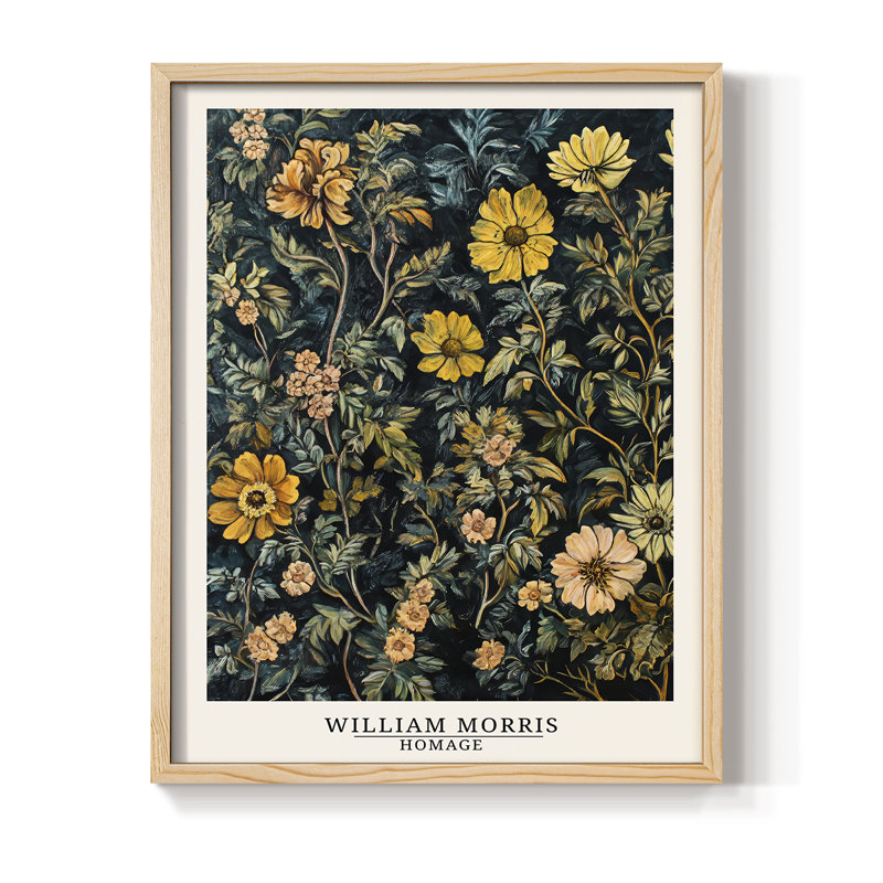 Imprimé encadré en bois massif de la série «V» de William Morris, Naturel, 11" H x 9" W