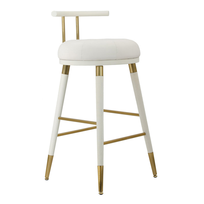 Upholstered Counter Stool, Counter Stool (25.6" Seat Height), Brown/Gold, White