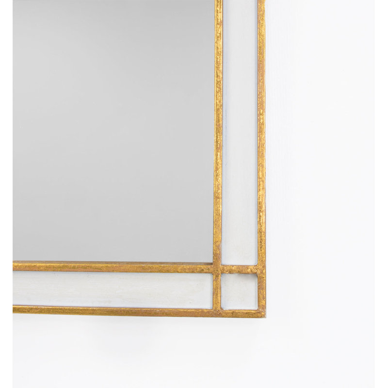 Mindy Flat Metal Wall Mirror, White/Gold