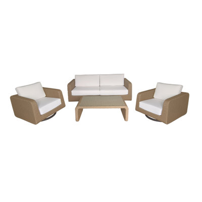 Hodgeman 4 Piece Wicker Conversation Set