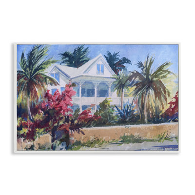 «Palm Tree Cottage», art de la giclée encadrée par Richard A. Rodgers