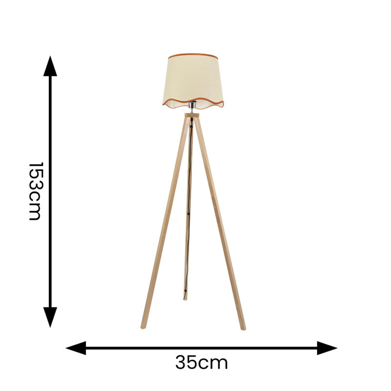 Hazen 153cm Tripod Floor Lamp, Natural/Red, Natural, No