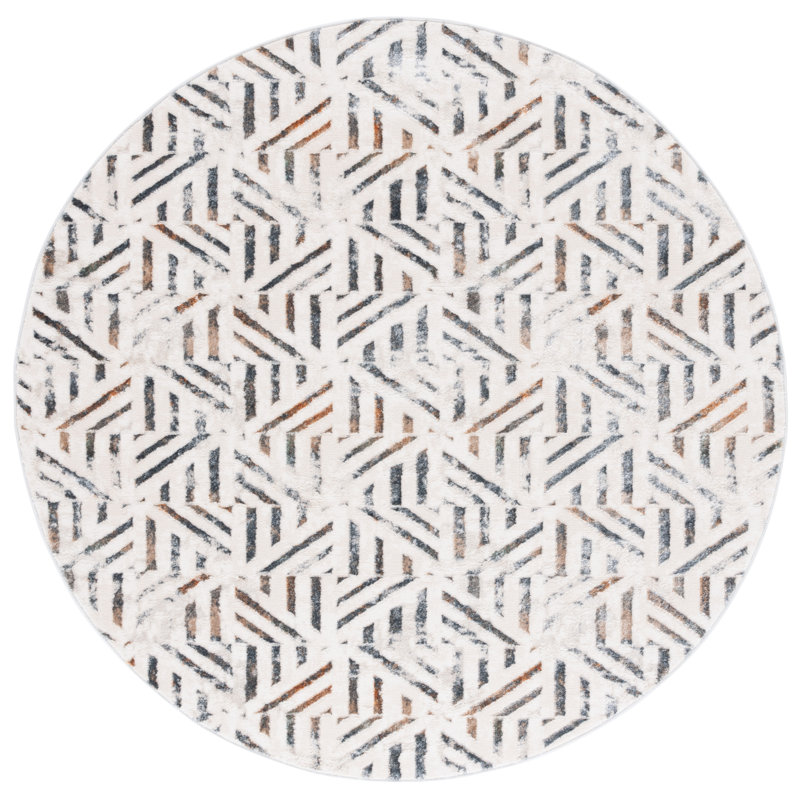 Aleida 100 Performance Abstract Rug, Round 6'7"