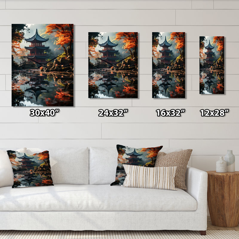 Asian Art Serene Pagoda - horloge murale moderne asiatique, Grand