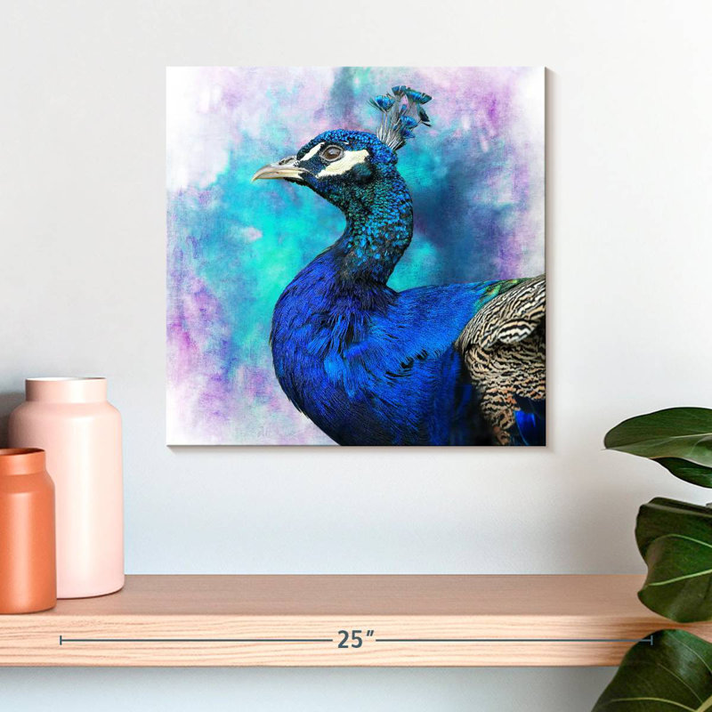 Fier paon bleu Brampt, H 16 po x l 16 po