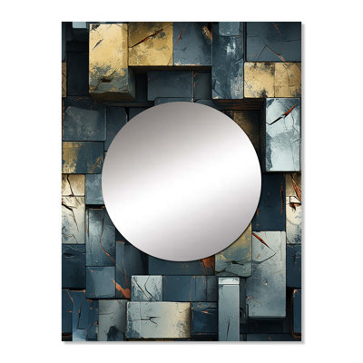 Zaevion Industrial Concrete Wall Illusion - Brick  Unique Mirror, Graphic Print Large Wall Mirror, Printed Metal Art