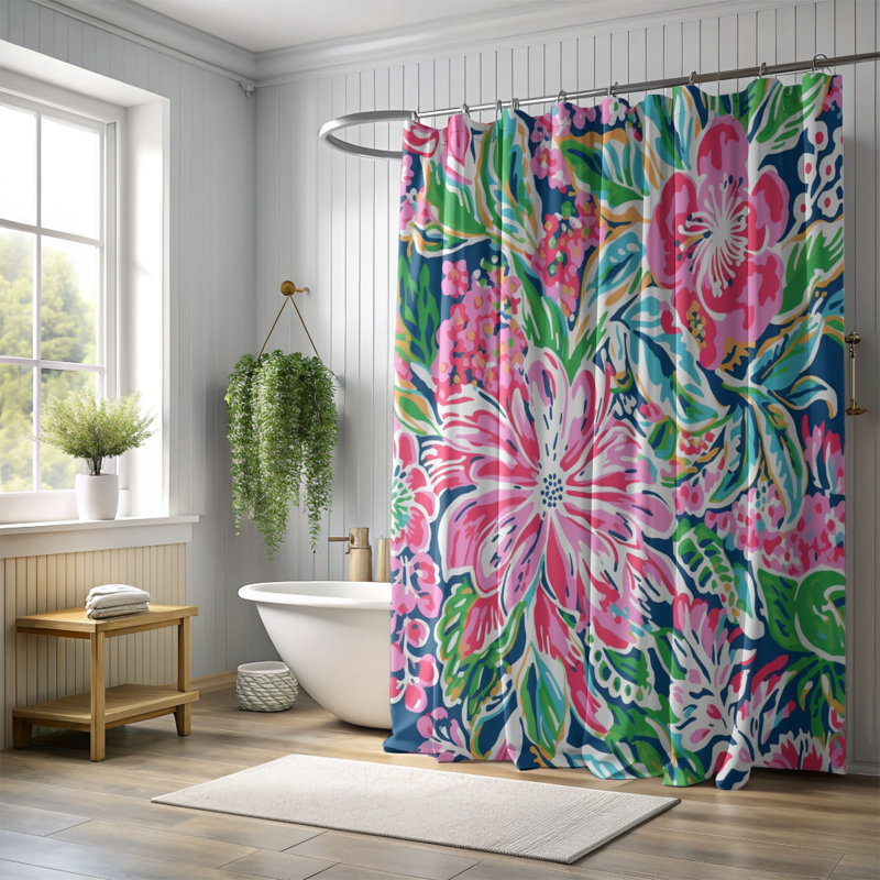 Rideau de douche standard 1 pièce Pastel, H 74 po x l 71 po