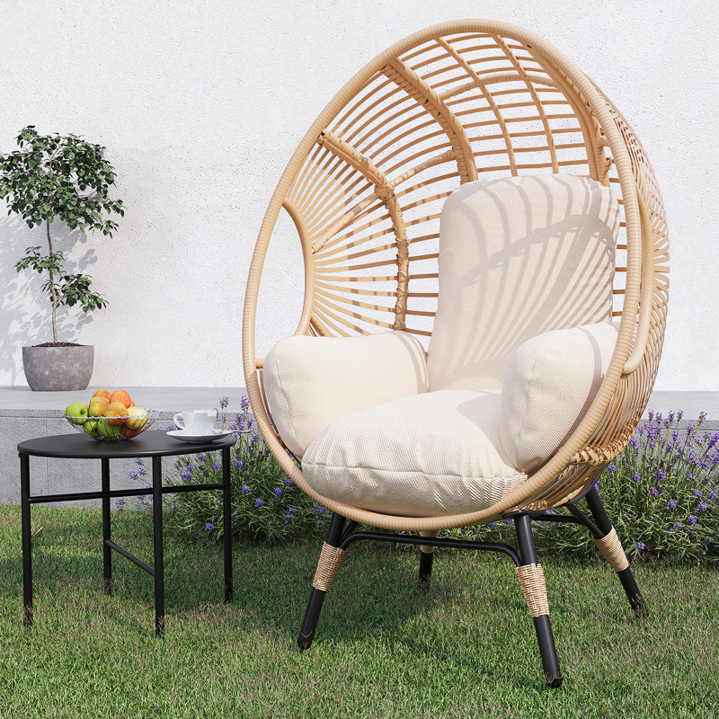 Fauteuil ergonomique exquis en rotin pour une détente ultime, Beige, Naturel