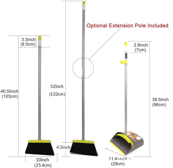 Ensemble Balai et Pelle à Poussière avec Manche Long 132cm et