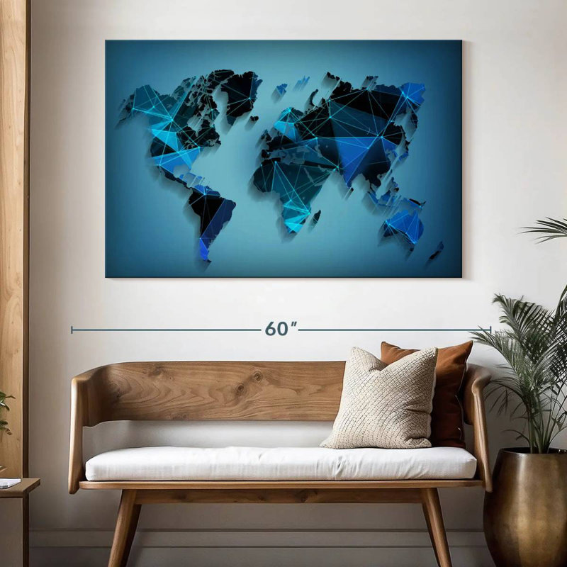 Aliaz Network Technology World Map, 34" H x 51" W