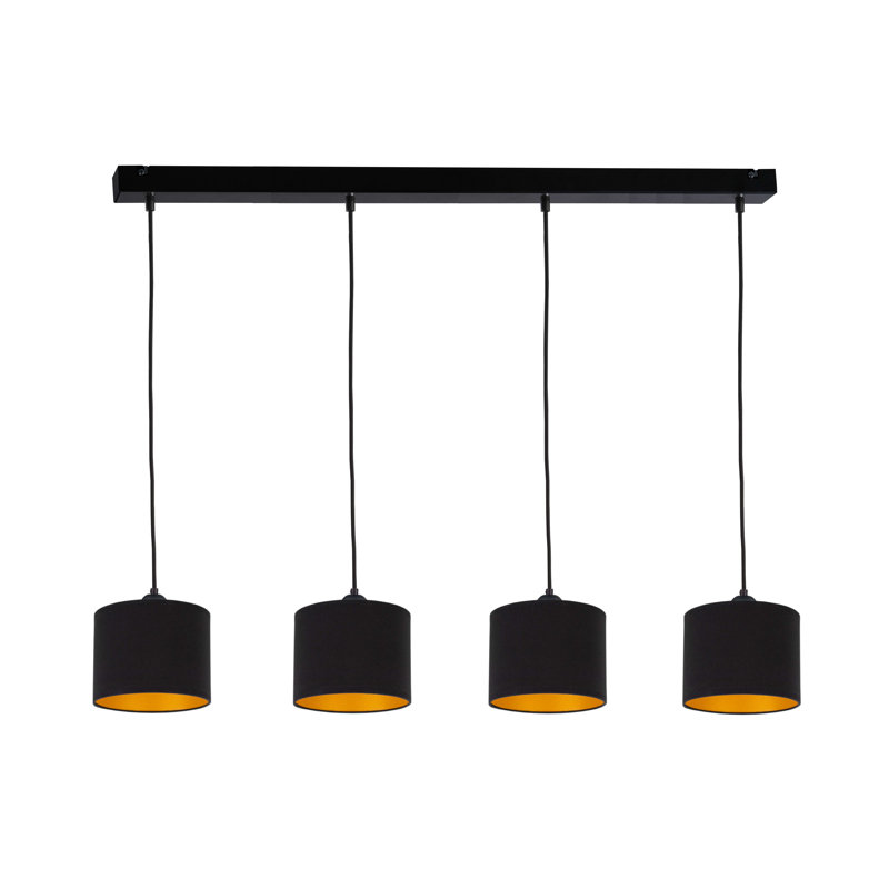 Marciella - Light Drum Pendant, Black, 21cm H x 94cm W, 4