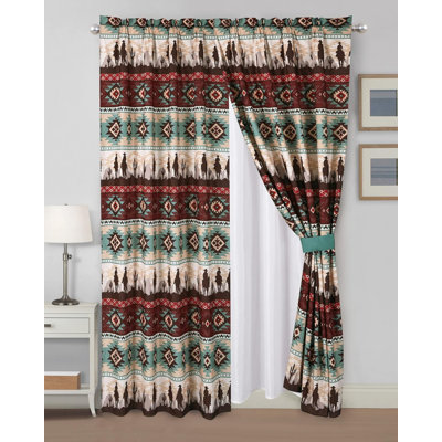 Dune Microfiber Southwestern Cowboys Aztec Window Curtain Set