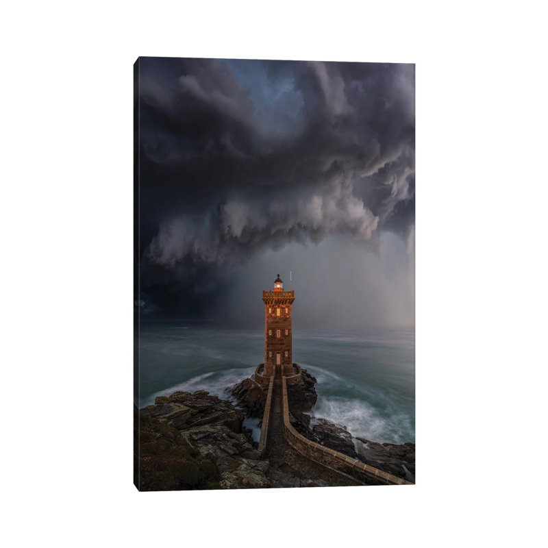 Lighthouse Downpour 1 Piece Wrapped Canvas Wall Art, 20.32 cm H x 30.48 cm W