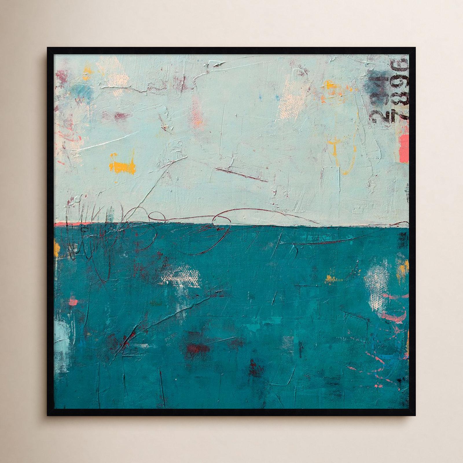 Blue Bay Hideaway Print by Erin Ashley, 41" H x 42" W, Black
