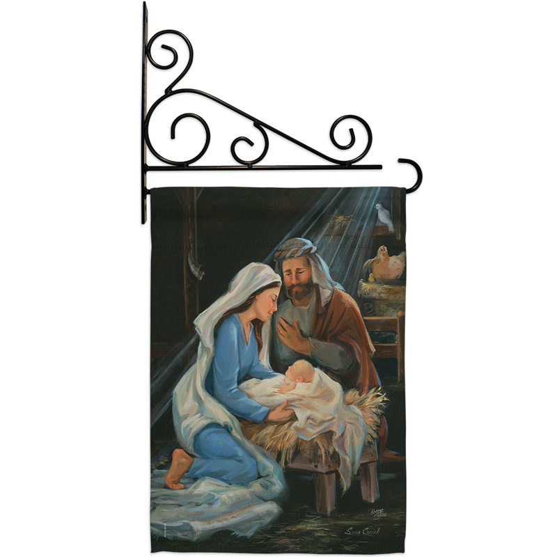 Crèche en polyester 2 faces 19 x 13 po Ensemble de drapeaux