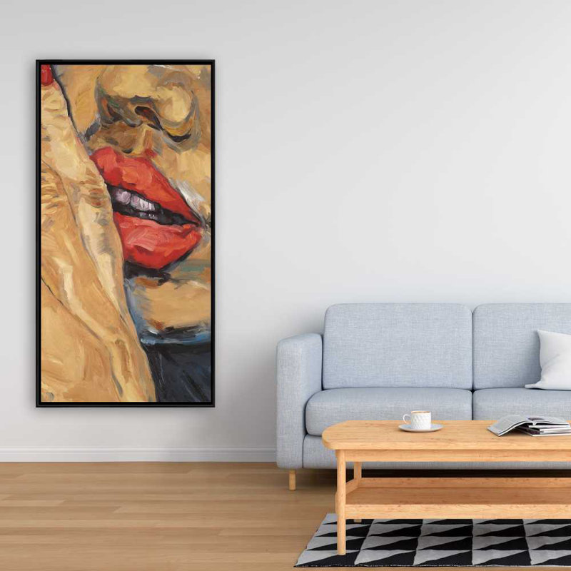 Gros plan sur les lèvres Shush - décoration de toile encadrée moderne la plus vendue
