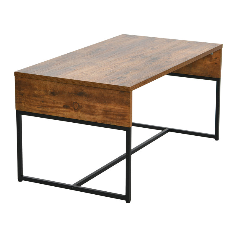 Table basse Avak Wrap, Plateau rustique en hickory / base noire