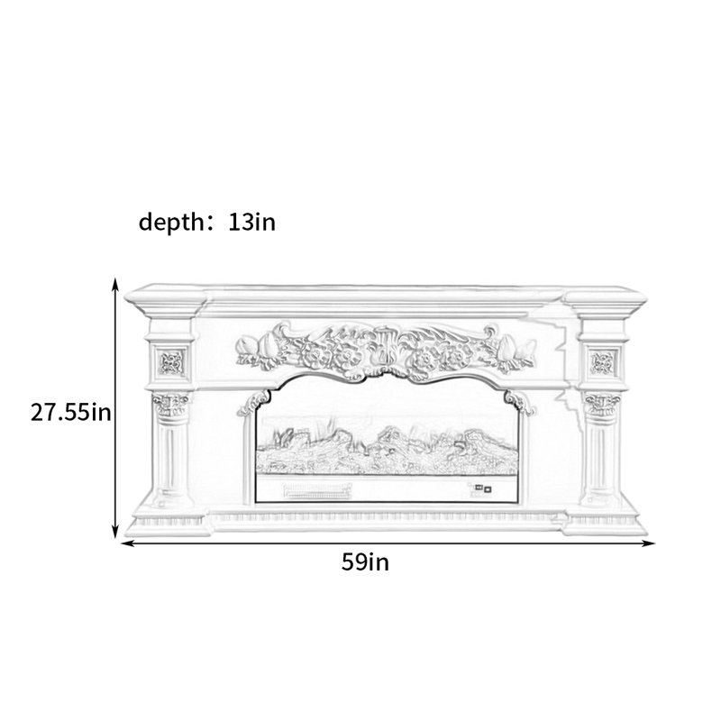 American Pastoral Fireplace, Blanc