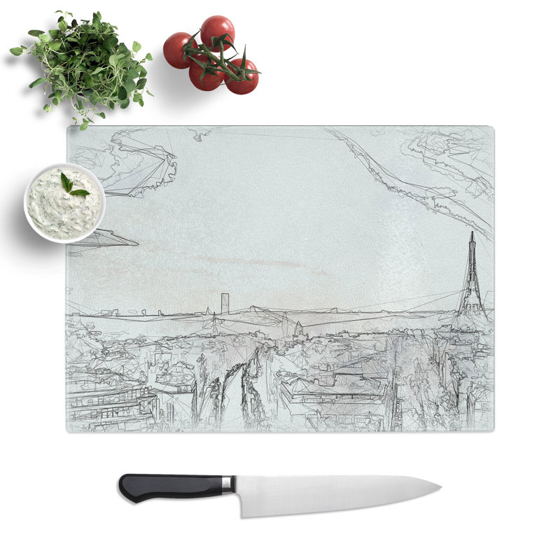 Tempered Glass Paris in Sunlight Chopping Board, 28.5 cm x 39 cm