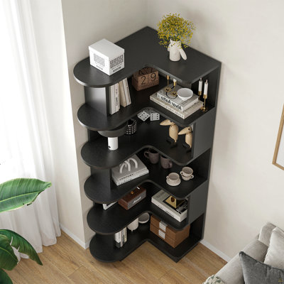 5-Tier Corner Bookshelf,L-Shaped Bookcase Freestanding Storage Shelf & Display Stand For Living Room, Office, Bedroom