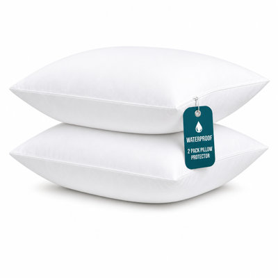 Waterproof Pillow Protectors with Hidden Zipper, Pack of 2 Pillow Covers, Soft and Breathable
