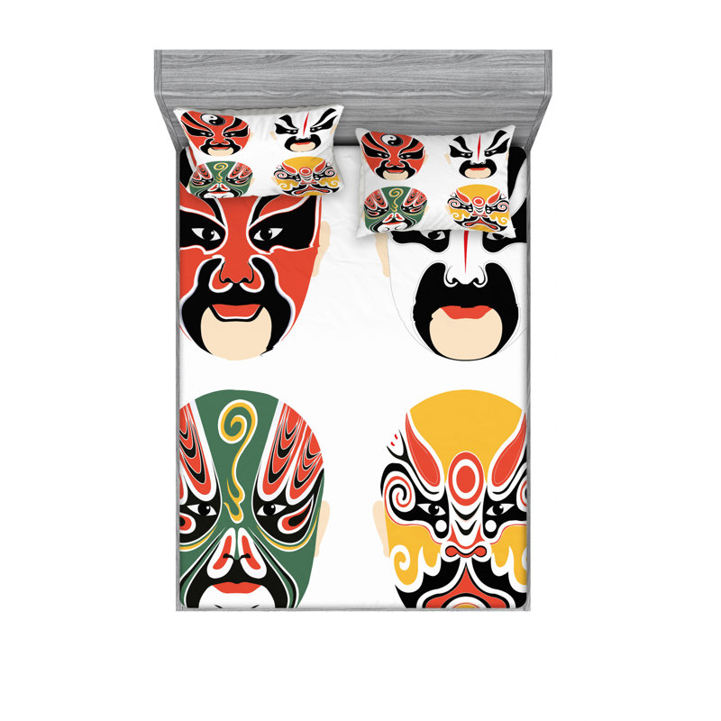 Ensemble de draps masques de culture, Ensemble de draps pour lit double avec un drap-hou