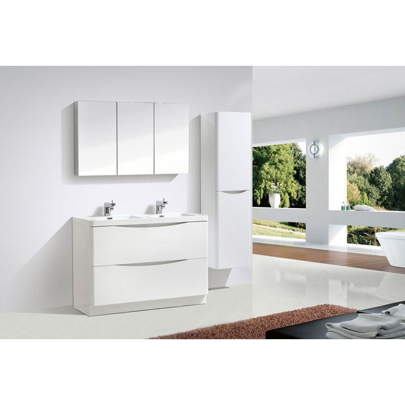 Stanhope 1200mm Double Bathroom Vanity with Integrated Stone Resin Basin, Gloss White