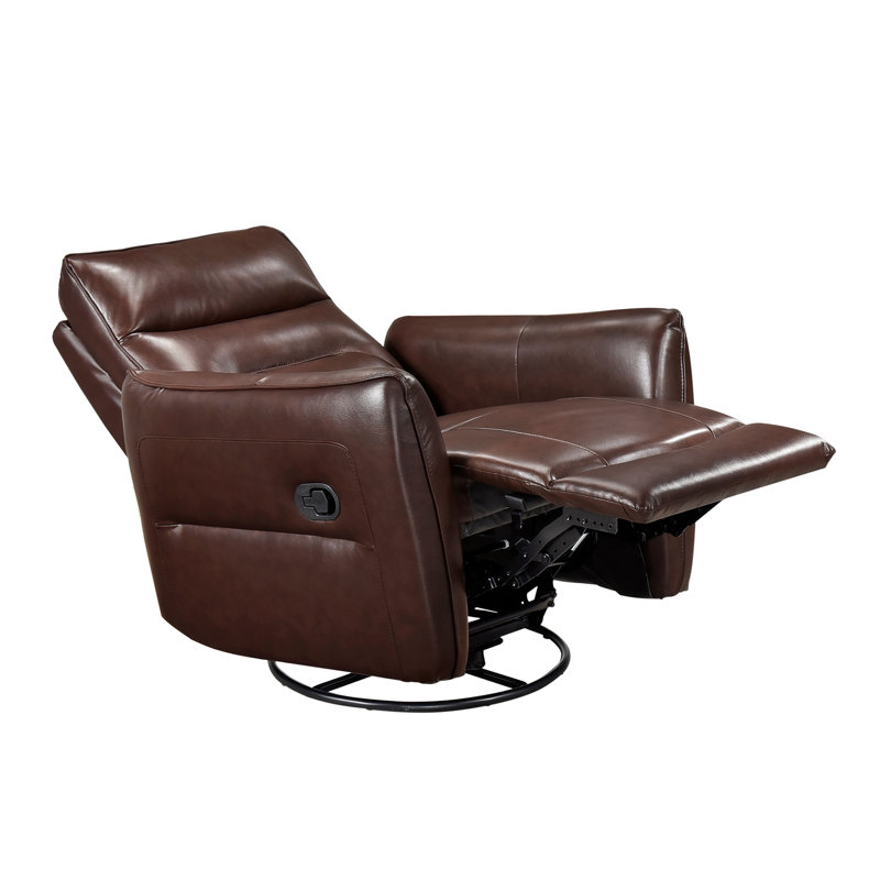 1Pc Recliner Chair With Swivel Motion Luxurious Comfort  Upholstered Solid Wood Living Room Furniture, Dark Brown