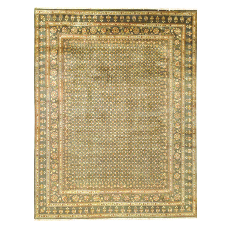 Hand Knotted Wool Area Rug in Black
