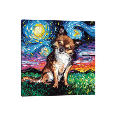 «Long Haired Chihuahua Night» par Aja Treves - reproduction d'art