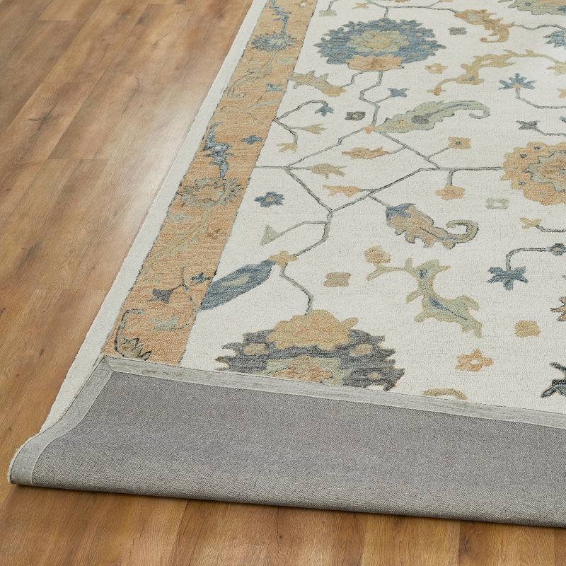 Sundara Botanique Warm Stone Multi Wool Hand-Tufted Area Rug, Ivory/Gold, Rectangle 7'6" x 9'6"
